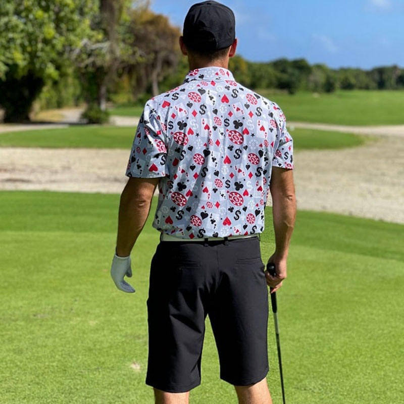 OEM wysokiej jakości męski poker Black Jack Golf Krótkie rękawy 4 Way Stretch lekkie szybkie suche koszulki polo
