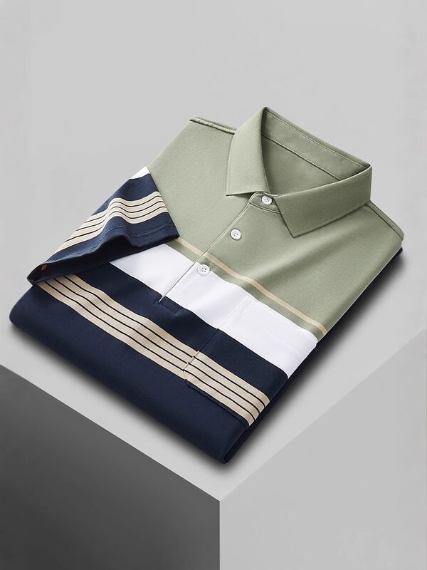 Letnia koszulka polo z krótkim rękawem męska, cienka koszulka z kołnierzykiem, biznesowa, casualowa, modna