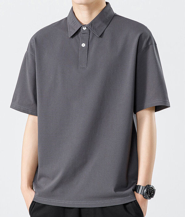 Męska koszulka polo w stylu hongkońskim, letnia, ciężka, antybakteryjna, chłodząca, gładka, jednokolorowa