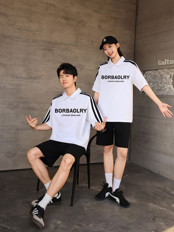 Letnia męska koszulka polo z krótkim rękawem w stylu amerykańskiej ulicy, stylowa dzianinowa koszulka z literami