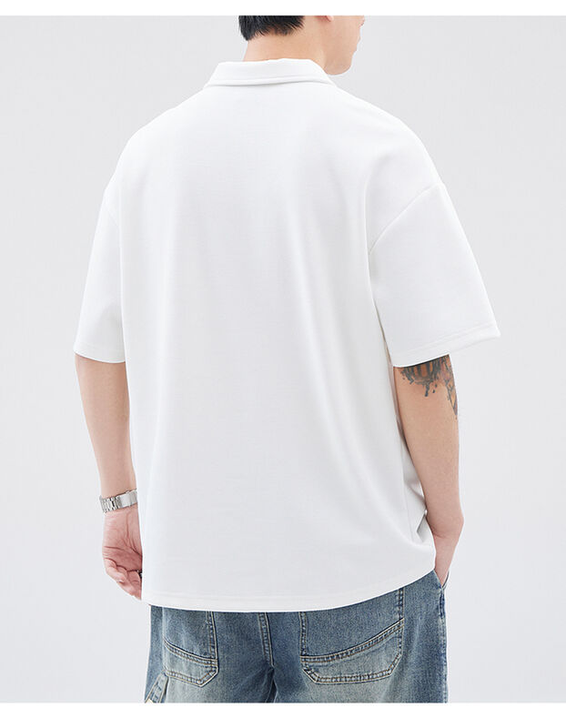 Nowa koszulka polo z krótkim rękawem i kołnierzykiem w ćwiartkowych kolorach, męska, casualowa, bawełniana koszulka z haftem z literami dla mężczyzn