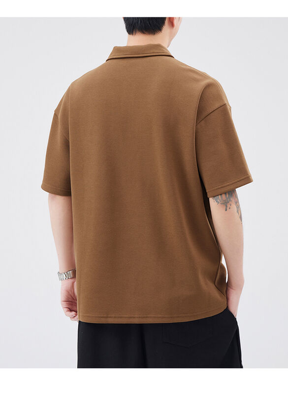 Nowa koszulka polo z krótkim rękawem i kołnierzykiem w ćwiartkowych kolorach, męska, casualowa, bawełniana koszulka z haftem z literami dla mężczyzn